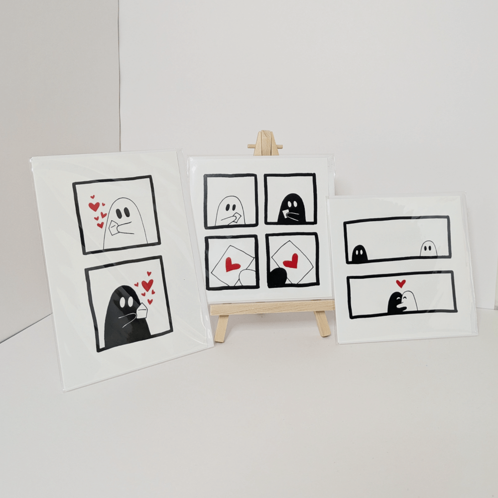 Ghost Heart Greeting Cards - Pack of 3